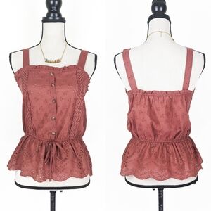 🦋LAST🦋 NWT Mine Eyelet Lace Tank Top, Terracotta, Size Medium